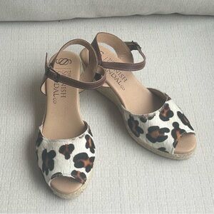 The Spanish Sandal Co. Leopard Print Haircalf Sandals, size 10 (EU 41)